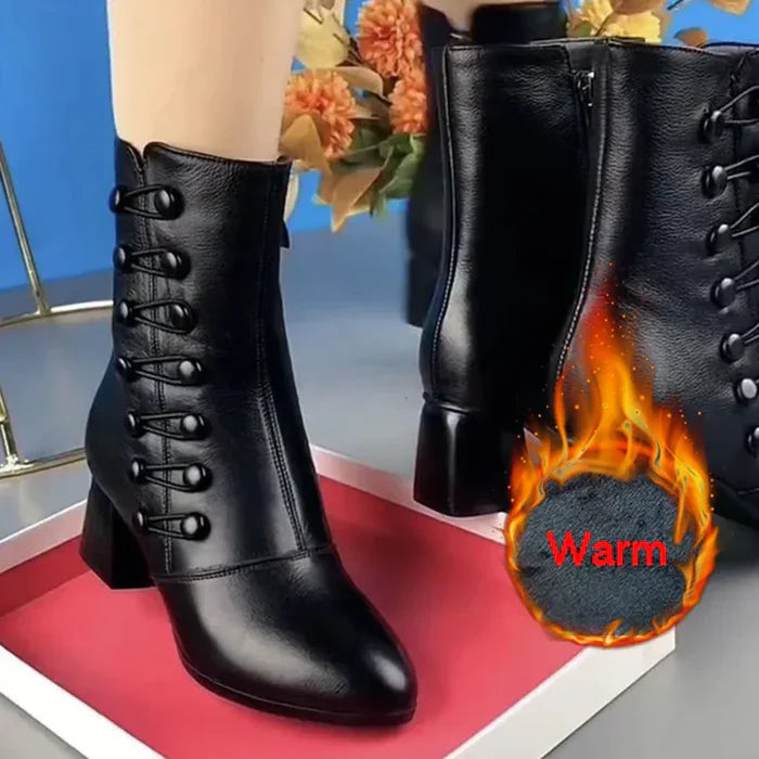 מגפיים מעור נוחים במיוחד עם רוכסן צדדי